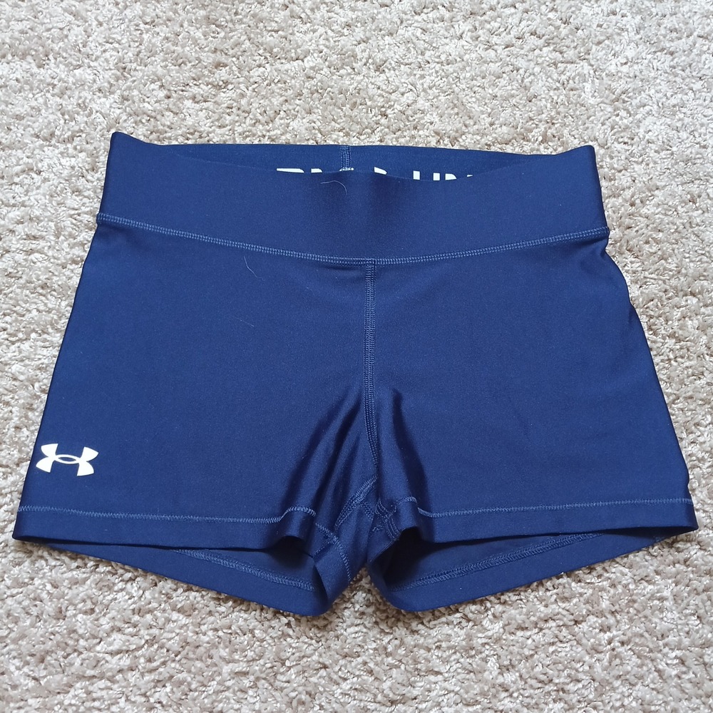 Under Armour Compression Shorts Women Small Navy Blue Excellent Volleyball Gym